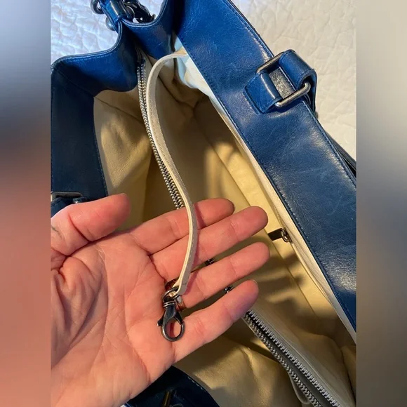 CHANEL Blue Quilted Distressed Convertible Boy Tote - Picture 15 of 16